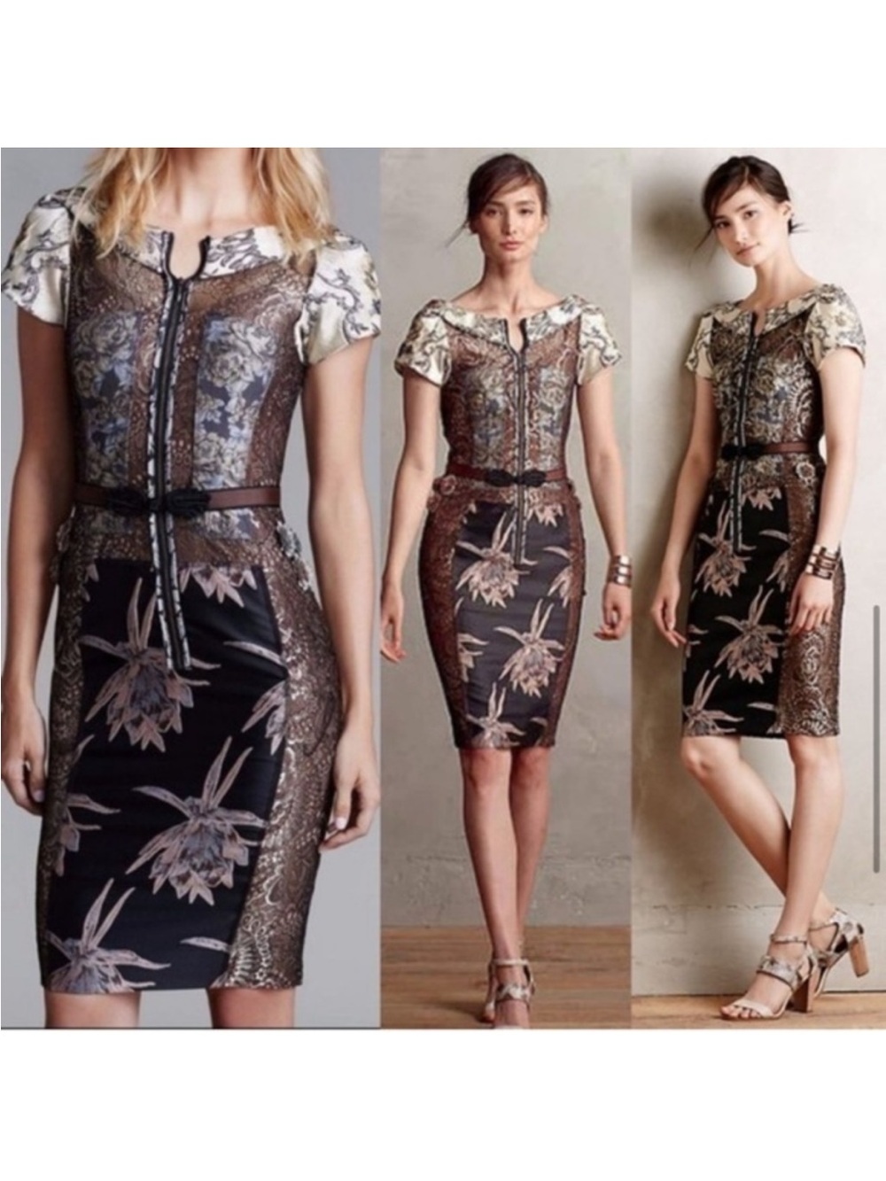 Anthropologie Byron Lars Beguile Noemi Brocade Coquette Sheath Dress size 4P